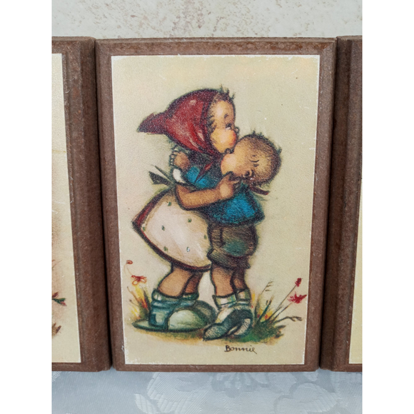 Vintage Bonnie Wall Plaques Set of 3 - Hummel Style Wall Prints 4x6" - Picture 8 of 9